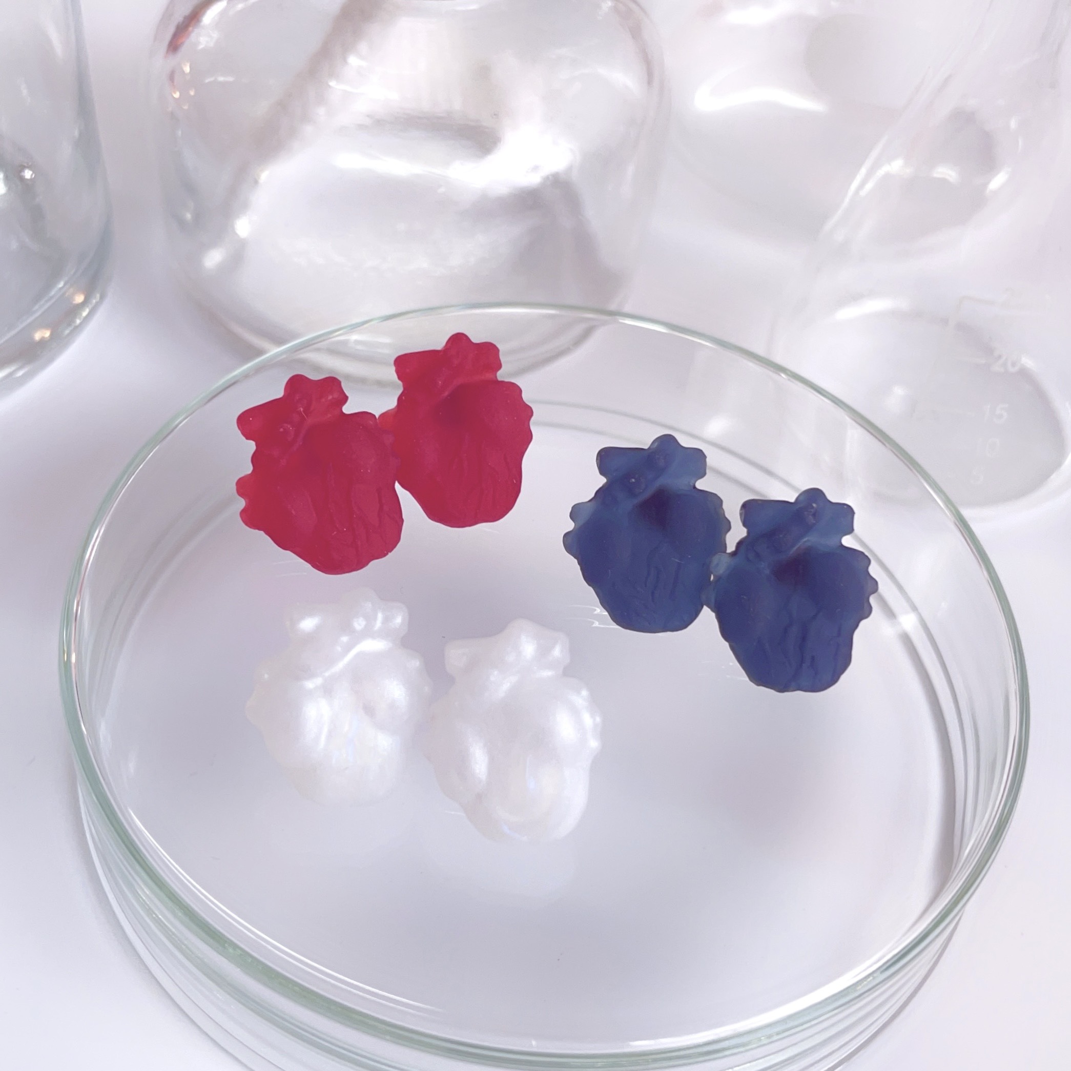 しっとり心臓ピアス3種