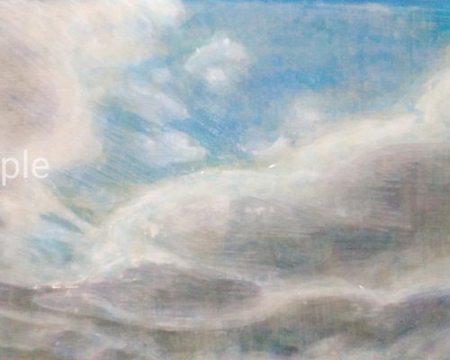 The blue Skies 青空の絵 真作 アクリル、色鉛筆絵画 アート