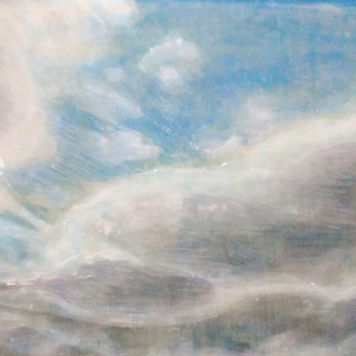The blue Skies 青空の絵 真作 アクリル、色鉛筆絵画 アート 絵画 S