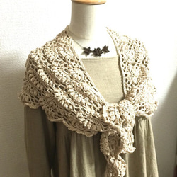 【送料無料】玉編みが可愛いショール 2枚目の画像