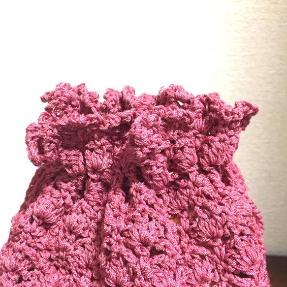 【8月限定春夏物半額セール】濃いピンクの巾着ポーチ 4枚目の画像
