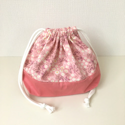 【即納可能】お弁当袋&コップ袋セット 花柄×ピンク 2枚目の画像