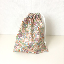 お弁当袋&コップ袋セット 小花柄×ピンク 3枚目の画像
