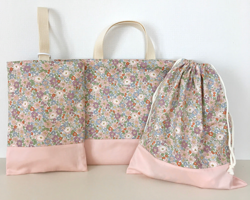 入園 入学グッズ3点セット 小花柄×ピンク レッスンバッグ seven wings