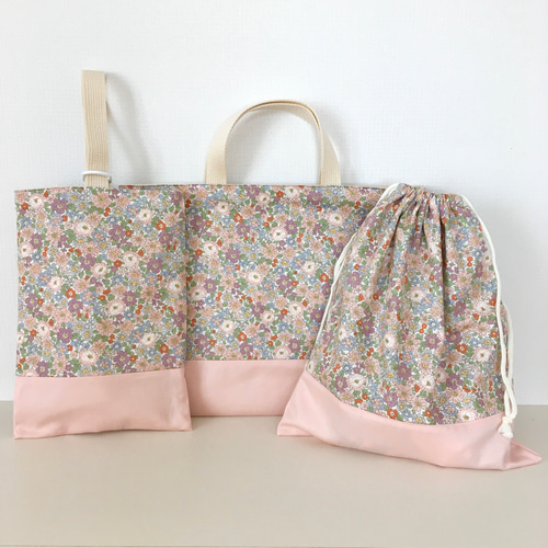 入園 入学グッズ3点セット 小花柄×ピンク レッスンバッグ seven wings