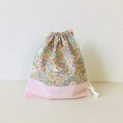 弁当袋&コップ袋セット　小花柄×ピンク　入園入学グッズ 3枚目の画像