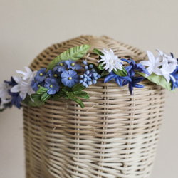 FC207 -Flower Hair piece,Flower Crown, Wild Blue,Diameter 10 2枚目の画像