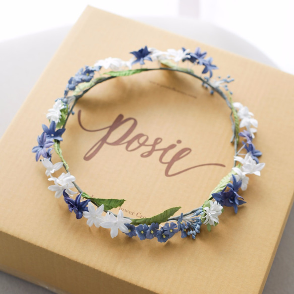 FC207 -Flower Hair piece,Flower Crown, Wild Blue,Diameter 10 1枚目の画像