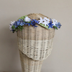 FC207 -Flower Hair piece,Flower Crown, Wild Blue,Diameter 10 5枚目の画像