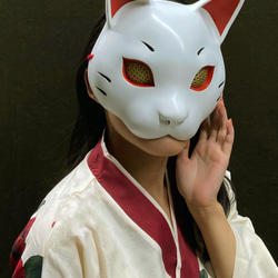 貓面具（白x紅） 第10張的照片