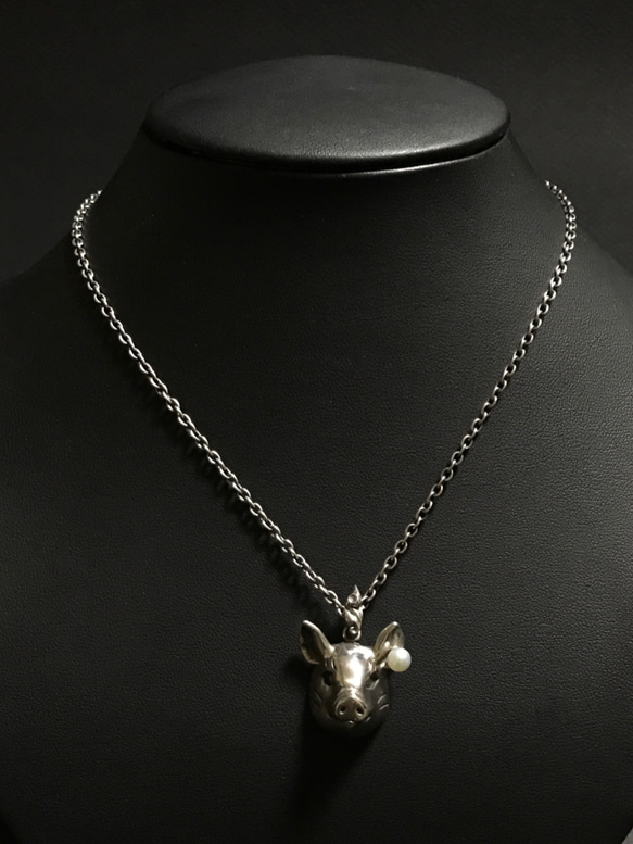 豚に真珠(ぶたにしんじゅ）NECKLACE（大） 7枚目の画像