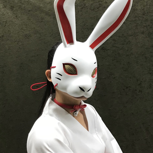 兎面(白×赤） その他ファッション 朧 通販 7177247｜Creema(クリーマ 