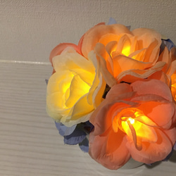 moetto 薔薇と紫陽花のパステルカラーLEDインテリアフラワーライトナイトランプお花 2枚目の画像