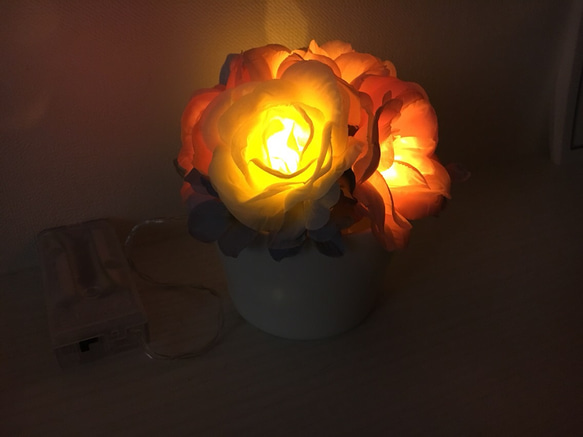 moetto 薔薇と紫陽花のパステルカラーLEDインテリアフラワーライトナイトランプお花 4枚目の画像