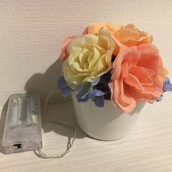 moetto 薔薇と紫陽花のパステルカラーLEDインテリアフラワーライトナイトランプお花 5枚目の画像