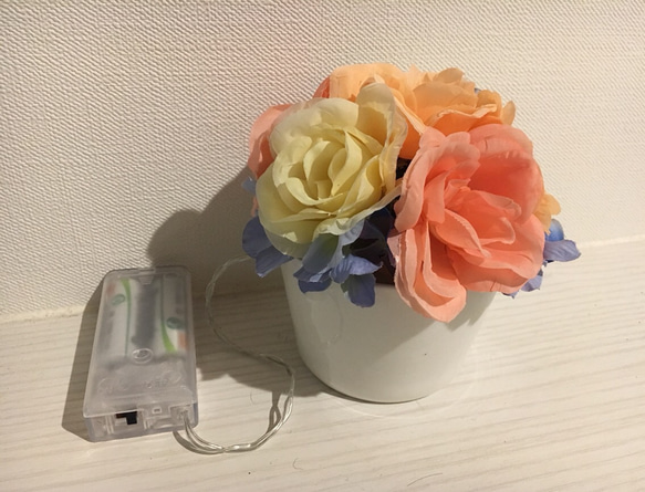 moetto 薔薇と紫陽花のパステルカラーLEDインテリアフラワーライトナイトランプお花 5枚目の画像