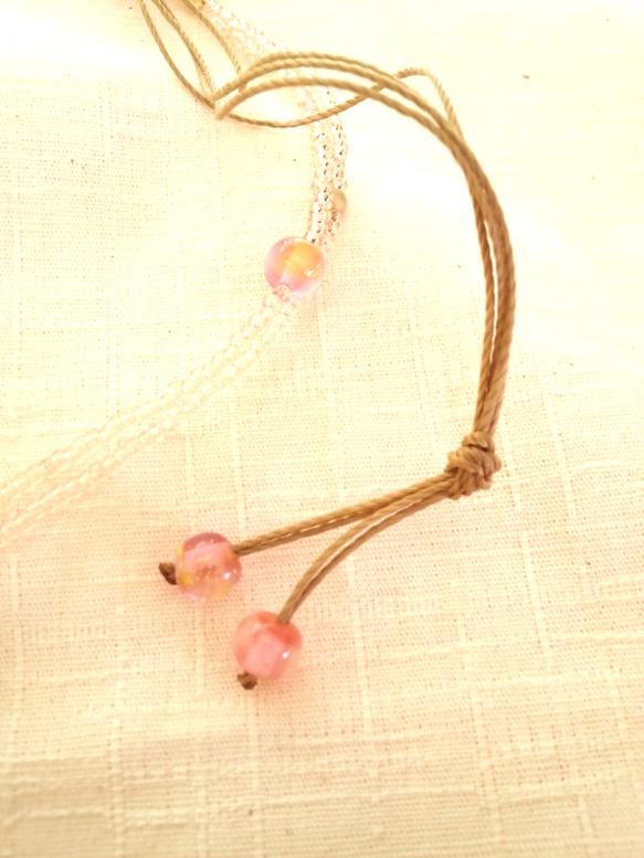 デコラティブなとんぼ玉～八重桜のネックレス 5枚目の画像