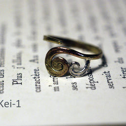 ツインリング Tw-005 真鍮と銀の指輪　Twin ring　Brass　Silver　アクセサリー 1枚目の画像