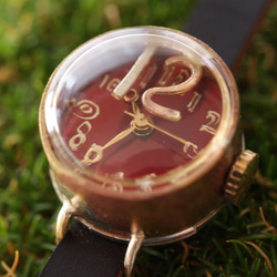 金屬數字浮動迷你 12 紅色 Kei-1 手工手錶黃銅 第1張的照片