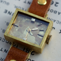 キャラメルミニ長方形B　手作り　腕時計　真鍮 1枚目の画像