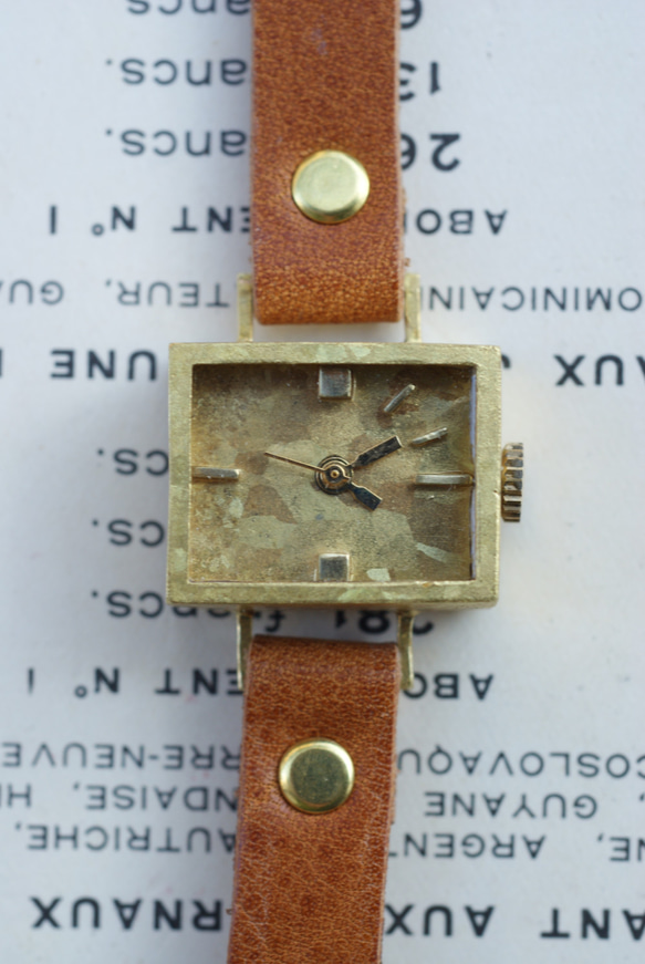 キャラメルミニ長方形B　手作り　腕時計　真鍮 2枚目の画像