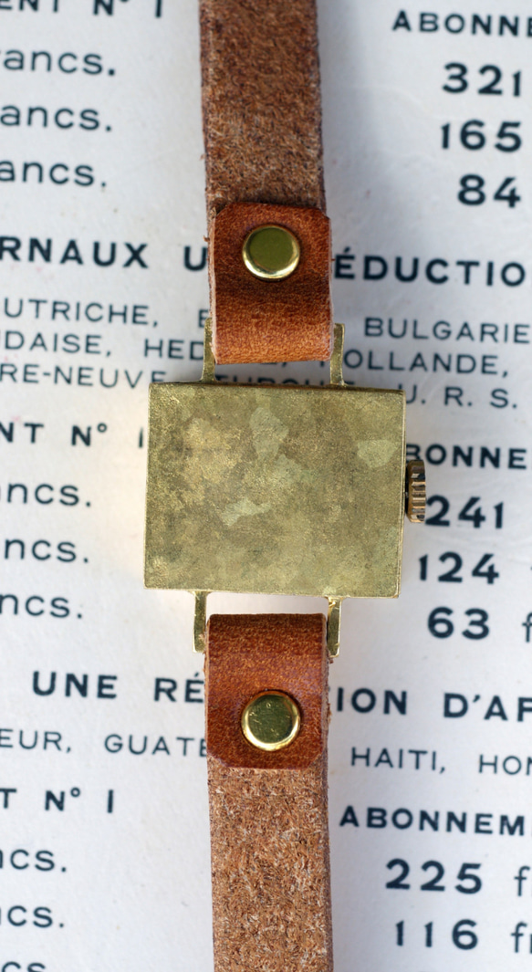 キャラメルミニ長方形B　手作り　腕時計　真鍮 3枚目の画像
