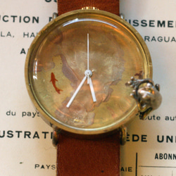 金魚とカエルの時計　真鍮手作り　 8枚目の画像