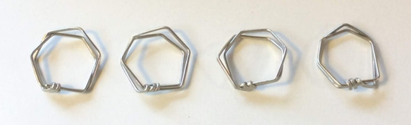 メタルリング6角　ホワイトブラス 1枚目の画像