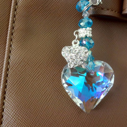 バックチャーム　サンキャッチャー　オーロラハート 5枚目の画像