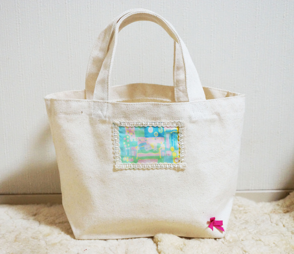 cotton canvas bag[with bob girls]  S　 2枚目の画像