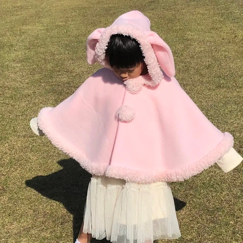 うさみみ ポンチョ うさ耳ピンクのポンチョ風コート 楽天市場