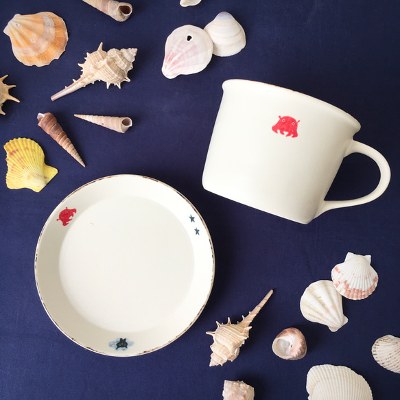 タコのうつわ「メンダコ」マグカップと小皿セット 馬克杯 minakawaneko