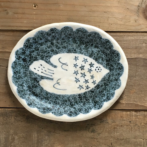 うつわ藍水 オーバル大皿 動物 オーバル皿 作家 うつわ 絵皿 うつわ藍