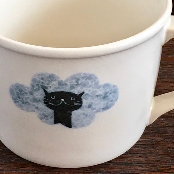 猫のうつわ「モクモク黒猫」マグカップ　受注制作 2枚目の画像