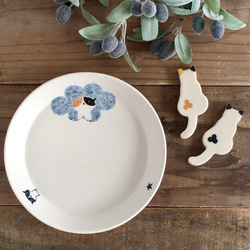 猫のうつわ「モクモク 三毛猫」小皿と猫の箸置きセット 小皿