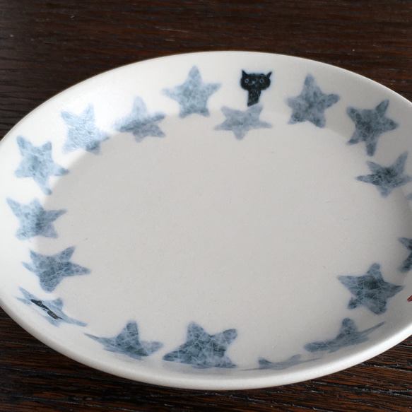 猫のうつわ「星と猫」小皿　受注制作 8枚目の画像