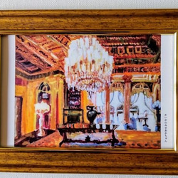 複製画「シャンデリア２」金縁額装・壁掛け・独立スタンド付き 1枚目の画像