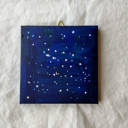 小さな絵画「濃紺の夜空の星々１」油彩画・原画 1枚目の画像