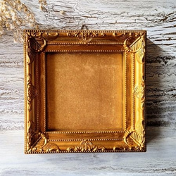 壁掛けオブジェ「ゴールド」正四角形・ウォールデコ・独立スタンド・金縁額装 8枚目の画像