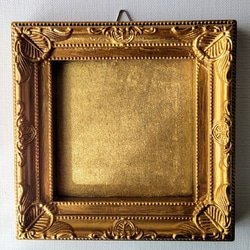 壁掛けオブジェ「ゴールド」正四角形・ウォールデコ・独立スタンド・金縁額装 1枚目の画像