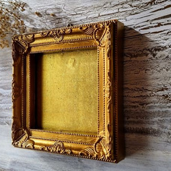 壁掛けオブジェ「ゴールド」正四角形・ウォールデコ・独立スタンド・金縁額装 9枚目の画像