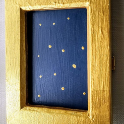 金縁額装絵画「星空」アクリル画・原画・独立スタンド付き 2枚目の画像