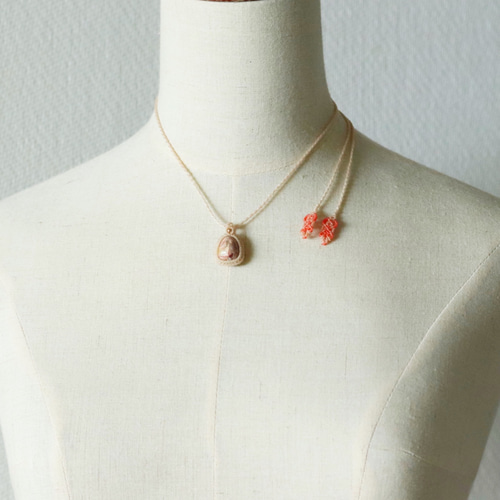 シンプルな首飾りカンテラオパール8【マクラメネックレス】 ネックレス