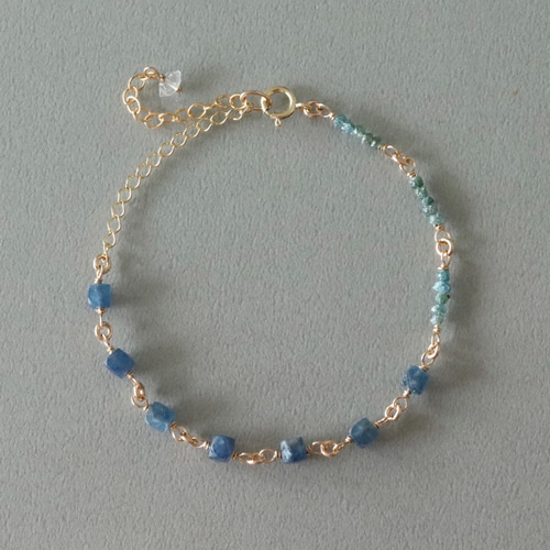 【再販】14kgfサファイアブルーアンバーブレスレット 再販】14kgfサファイアブルーアンバーブレスレット