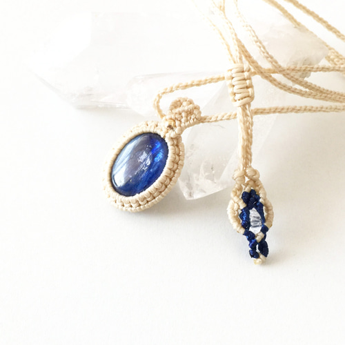 再販】シンプルな首飾りカイヤナイト【マクラメネックレス