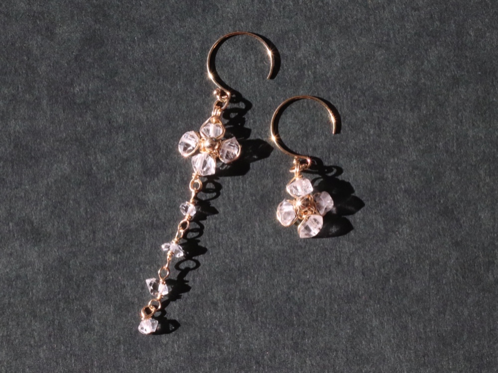 〜 Petit fleur 〜 ハーキマーダイヤモンドAAA✩✩ピアス【14KGF】ワイヤーアクセサリー