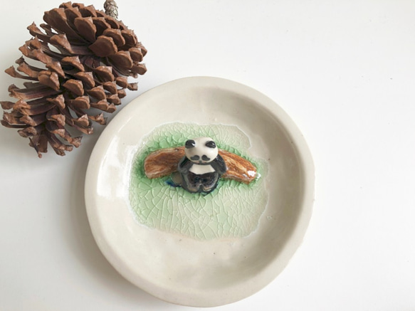 桌上風景 懶惰熊貓陶瓷飾物碟 第3張的照片