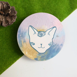 陶瓷手繪宇宙貓-吸水杯墊 第3張的照片