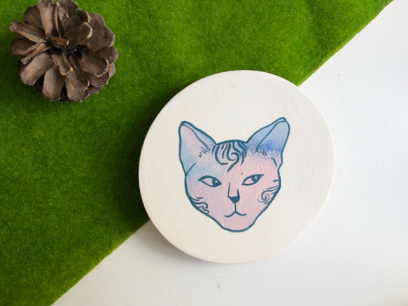 陶瓷手繪宇宙貓-吸水杯墊 第4張的照片