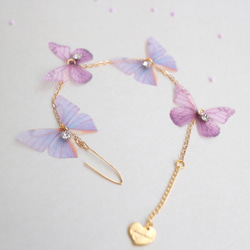 18kgfブレスレット。ラベンダー電気パープルピンクロマンチックなエレガントな小さな新鮮な絹糸蝶ブレスレットラインストーンクリス 1枚目の画像